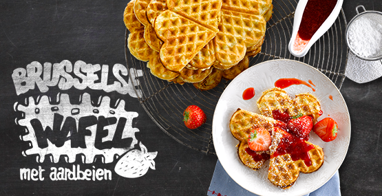 Wafels met verse aardbeien